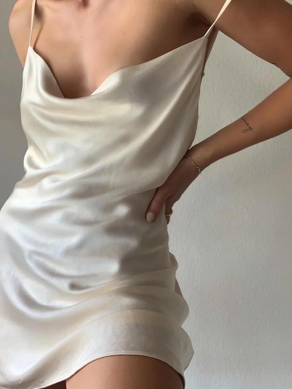 Silk Cowl Slip Dress